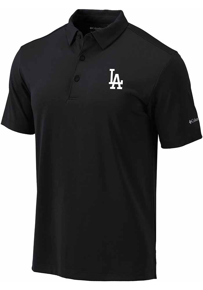 Columbia Los Angeles Dodgers Grey Heat Seal Post Round Short Sleeve Polo, Grey, 91% Polyester / 9% SPANDEX, Size XL, Rally House