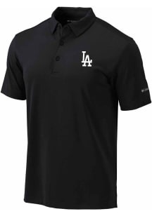 Columbia Los Angeles Dodgers Mens Black Heat Seal Drive Short Sleeve Polo