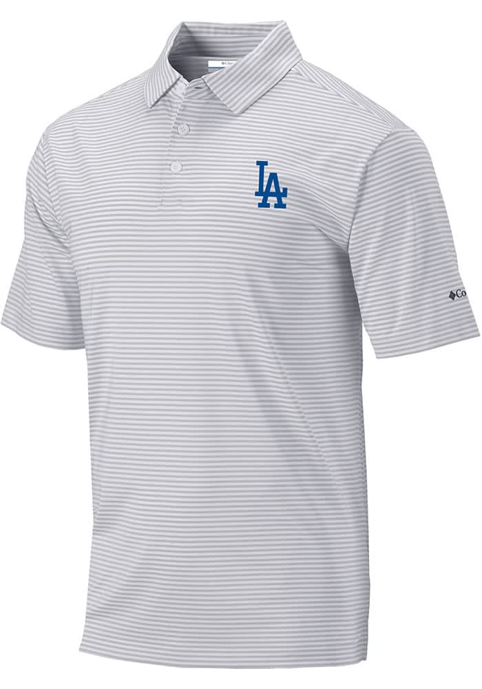 Men's Columbia Gray Los Angeles Dodgers Omni-Wick Polo Size: Small