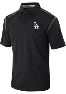 Columbia Los Angeles Dodgers Mens Black Heat Seal Omni-Wick Shotgun Short Sleeve Polo