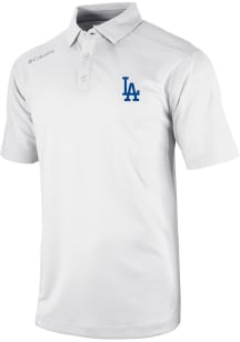 Columbia Los Angeles Dodgers Mens White Heat Seal Omni-Wick Shotgun Short Sleeve Polo