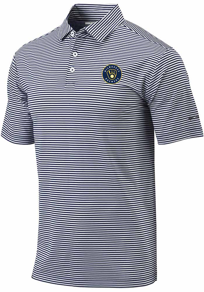 Men's Columbia Gray Milwaukee Brewers Golf Club Invite Omni-Wick Polo Size: Small