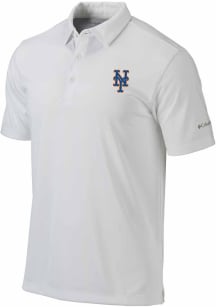 Columbia New York Mets Mens White Heat Seal Drive Short Sleeve Polo
