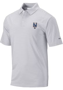 Columbia New York Mets Mens Grey Heat Seal Omni-Wick Club Invite Short Sleeve Polo