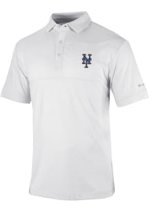 Columbia New York Mets Mens White Heat Seal Omni-Wick Total Control Short Sleeve Polo