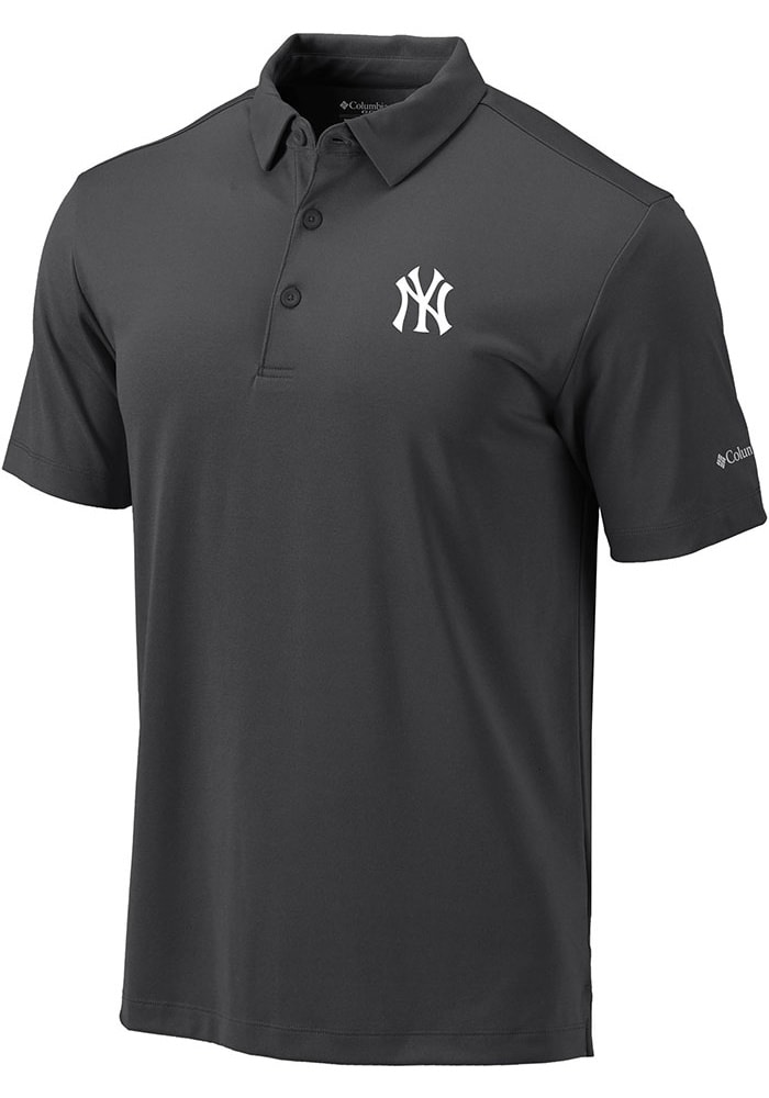 Columbia New York Yankees Grey Heat Seal Post Round Short Sleeve Polo, Grey, 91% Polyester / 9% SPANDEX, Size S, Rally House