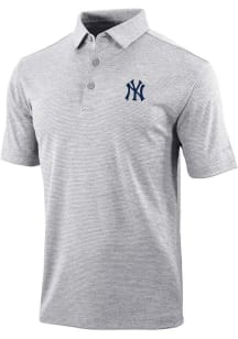 Columbia New York Yankees Mens Grey Heat Seal Omni-Wick Set II Short Sleeve Polo