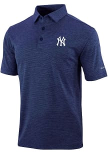 Columbia New York Yankees Mens Navy Blue Heat Seal Omni-Wick Set II Short Sleeve Polo