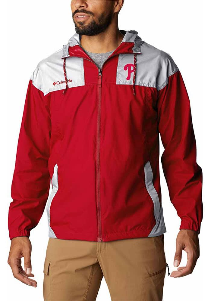 Columbia Philadelphia Phillies Women's Red Heat Seal Flash Challenger Windbreaker Light Weight Jacket, Red, 100% POLYESTER, Size L, Rally House