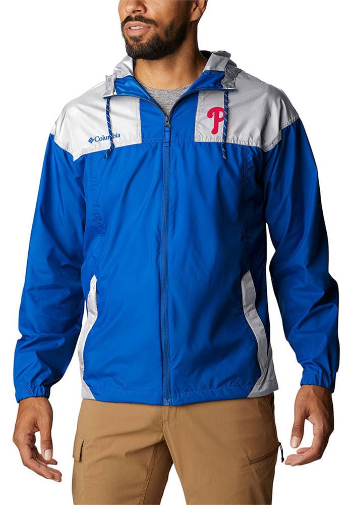 Columbia Philadelphia Phillies Women's Blue Heat Seal Flash Challenger Windbreaker Light Weight Jacket, Blue, 100% POLYESTER, Size XL, Rally House