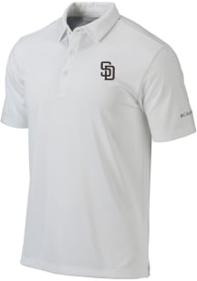 Columbia San Diego Padres Mens White Heat Seal Drive Short Sleeve Polo