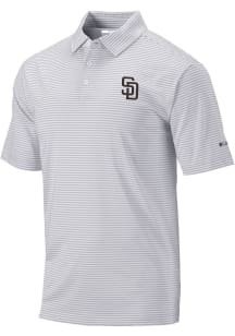 Columbia San Diego Padres Mens Grey Heat Seal Omni-Wick Club Invite Short Sleeve Polo