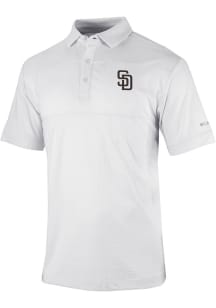 Columbia San Diego Padres Mens White Heat Seal Omni-Wick Total Control Short Sleeve Polo