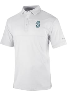 Columbia Seattle Mariners Mens White Heat Seal Omni-Wick Total Control Short Sleeve Polo