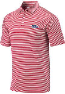 Columbia Ole Miss Rebels Mens Red Heat Seal Omni Wick Club Invite Short Sleeve Polo