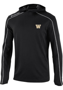 Mens Washington Huskies Black Columbia Heat Seal Omni Wick Shot Gun Hooded Sweatshirt