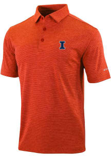 Mens Illinois Fighting Illini Orange Columbia Heat Seal Omni Wick Set Short Sleeve Polo Shirt
