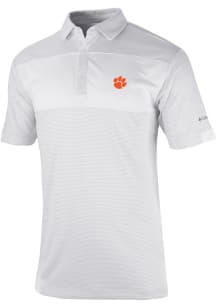 Columbia Clemson Tigers Mens White Heat Seal Omni Wick Total Control Short Sleeve Polo