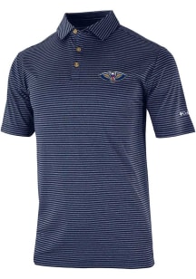 Columbia New Orleans Pelicans Mens Navy Blue Heat Seal Club Invite Short Sleeve Polo