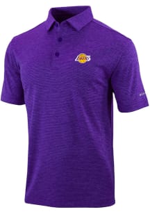 Columbia Los Angeles Lakers Mens Purple Heat Seal Omni Wick Set Short Sleeve Polo