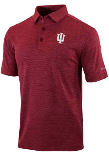 Mens Indiana Hoosiers Red Columbia Set II Short Sleeve Polo Shirt