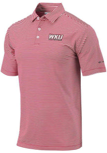 Columbia Western Kentucky Hilltoppers Mens Red Invite Stripe Short Sleeve Polo