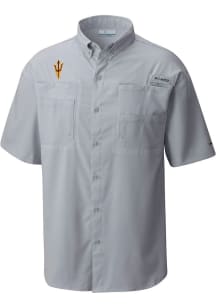 Columbia Arizona State Sun Devils Mens Grey Tamiami Short Sleeve Dress Shirt