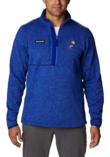 Columbia Kansas Jayhawks Mens Blue Sweater Weather Long Sleeve 1/4 Zip Pullover