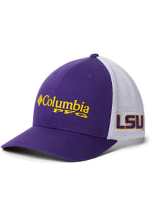 Columbia LSU Tigers Mens Purple PFG Mesh Ball Cap Flex Hat