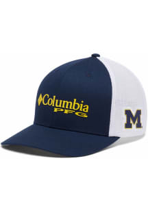 Columbia Michigan Wolverines Mens Navy Blue PFG Mesh Ball Cap Flex Hat