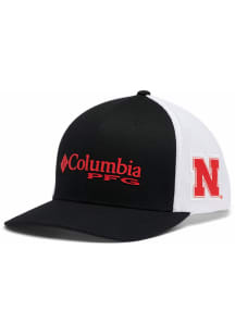 Columbia Black Nebraska Cornhuskers PFG Mesh Snap Back Ball Cap Adjustable Hat