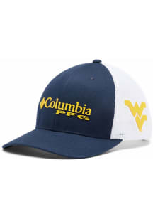 Columbia West Virginia Mountaineers PFG Mesh Snap Back Ball Cap Adjustable Hat - Blue