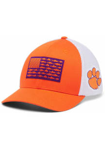 Columbia Clemson Tigers Mens Orange PFG Mesh Fish Flag Ball Cap Flex Hat