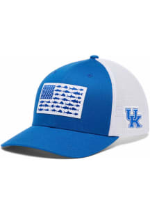 Columbia Kentucky Wildcats Mens Blue PFG Mesh Fish Flag Ball Cap Flex Hat