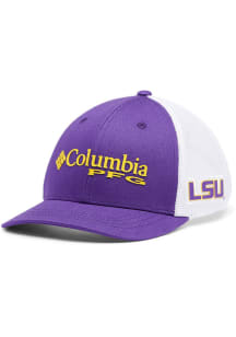 Columbia LSU Tigers Purple Youth PFG Mesh Snap Back Ball Cap Youth Adjustable Hat
