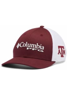 Columbia Texas A&amp;M Aggies Maroon Youth PFG Mesh Snap Back Ball Cap Youth Adjustable Hat