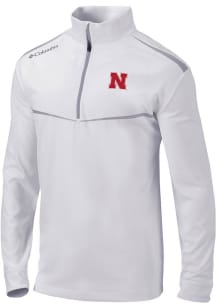 Columbia Nebraska Cornhuskers Mens White Scorecard Long Sleeve 1/4 Zip Pullover
