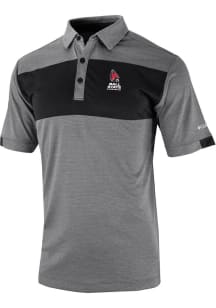 Columbia Ball State Cardinals Mens Black Total Control Short Sleeve Polo