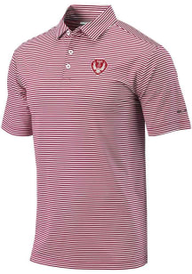 Columbia Temple Owls Mens Red Invite Stripe Short Sleeve Polo