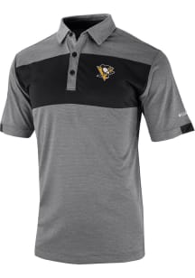 Columbia Pittsburgh Penguins Mens Black Total Control Short Sleeve Polo
