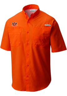 Columbia Cincinnati Bengals Mens Orange Tamiami Short Sleeve Dress Shirt