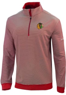 Columbia Chicago Blackhawks Mens Red Even Lie Long Sleeve 1/4 Zip Pullover