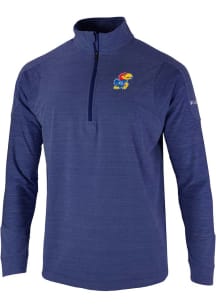 Columbia Kansas Jayhawks Mens Navy Blue Catch it Thin Long Sleeve 1/4 Zip Pullover