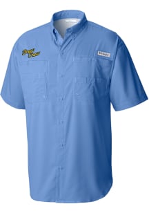 Columbia Milwaukee Brewers Mens Light Blue Tamiami Logo  Short Sleeve Dress Shirt