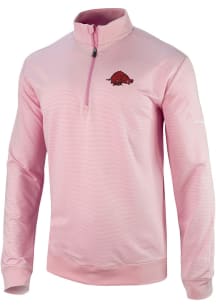 Columbia Arkansas Razorbacks Mens Pink Even Lie Long Sleeve 1/4 Zip Pullover