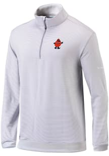 Columbia Syracuse Orange Mens Grey Even Lie Long Sleeve Qtr Zip Pullover