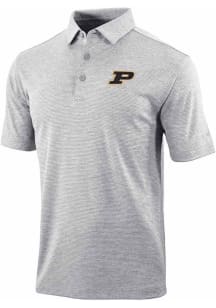 Mens Purdue Boilermakers Grey Columbia Set II Short Sleeve Polo Shirt