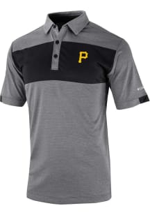 Columbia Pittsburgh Pirates Mens Black Total Control Short Sleeve Polo