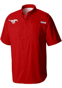 Columbia SMU Mustangs Mens Red Invite II Short Sleeve Polo