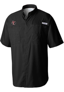 Columbia Texas Tech Red Raiders Mens Black Tamiami Short Sleeve Dress Shirt